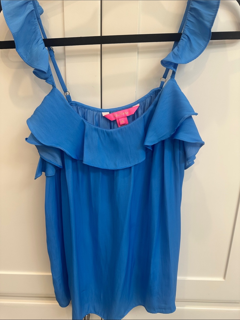 Lilly Pulitzer Electric Blue Ruffle Cold-Shoulder Cami